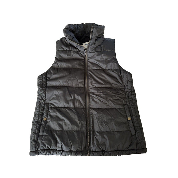 Old Navy Puffer Vest Jacket, Black Size Medium Zip Up Quilted Fleece inside - Picture 1 of 13
